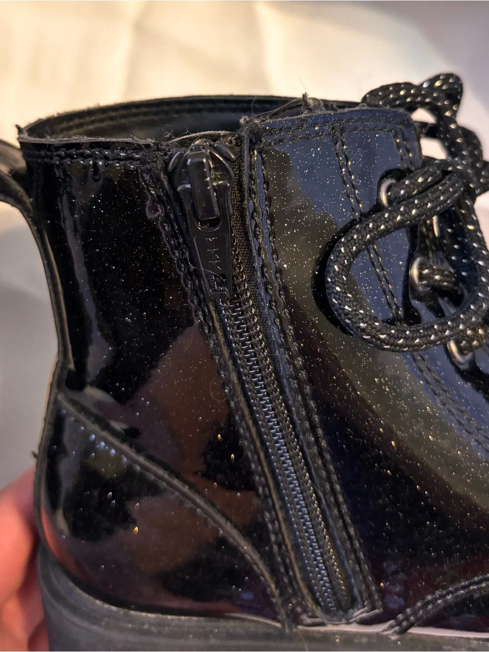Girls Old Navy Black Leather Combat Boots Size 13